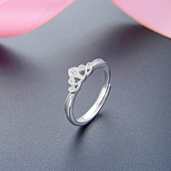 Simple wind diamond crown silver ring Korean version of s925 sterling silver temperament ring