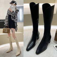 2021 autumn and winter new boots women's thick heel mid-heeled high-tube knight boots