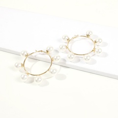 fashion imitation pearl circle earrings