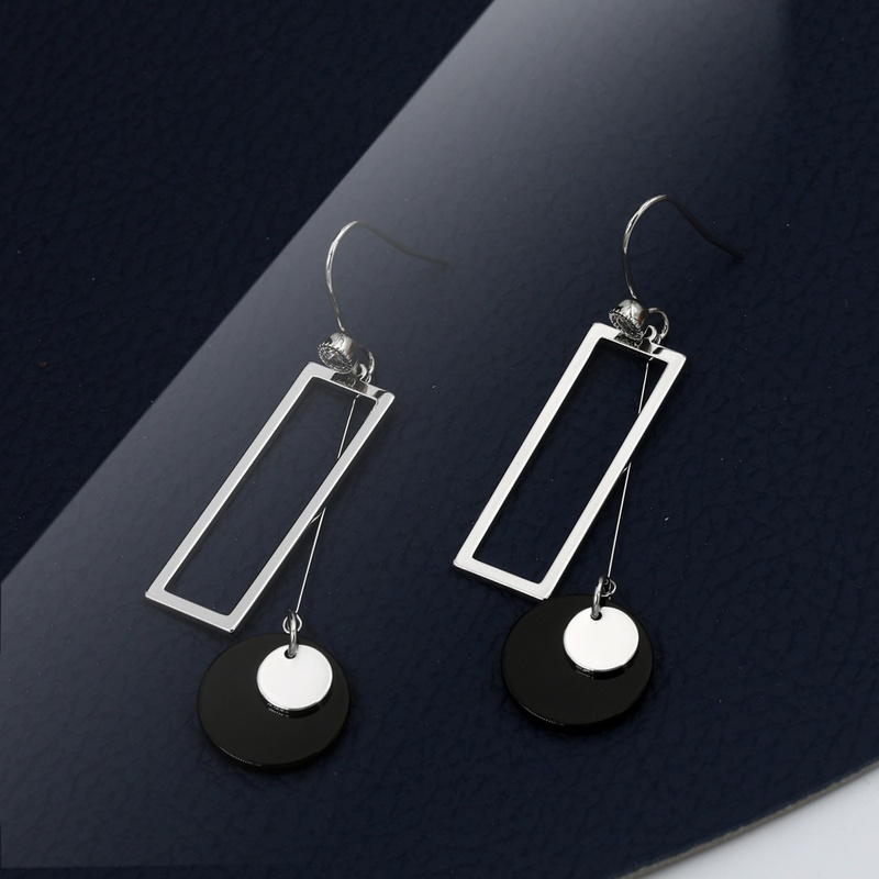 Classic fashion multiple rectangular discs drop copper earrings NHIK559233
