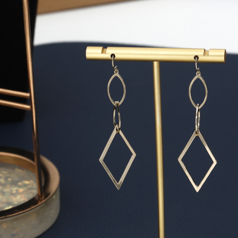 fashion geometric splicing chain pendent copper earrings