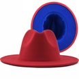 Outer sky blue inner big red woolen top hat fashion doublesided color matching hat jazz hatpicture6