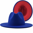 Outer sky blue inner big red woolen top hat fashion doublesided color matching hat jazz hatpicture9