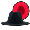 Outer sky blue inner big red woolen top hat fashion doublesided color matching hat jazz hatpicture12