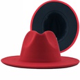 Outer sky blue inner big red woolen top hat fashion doublesided color matching hat jazz hatpicture15