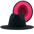 Outer sky blue inner big red woolen top hat fashion doublesided color matching hat jazz hatpicture18