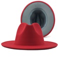 Outer sky blue inner big red woolen top hat fashion doublesided color matching hat jazz hatpicture23