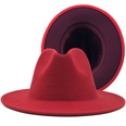 Outer sky blue inner big red woolen top hat fashion doublesided color matching hat jazz hatpicture36