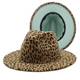 new British style doublesided color matching leopard woolen jazz hat new fashion flat big brim hatpicture14