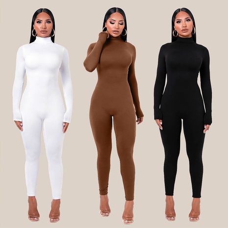 European and American autumn and winter new style solid color tight-fitting sports jumpsuit's discount tags