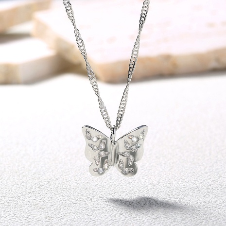 silver ronmantic dating couple exquiste Flying Butterfly Zircon Necklace's discount tags