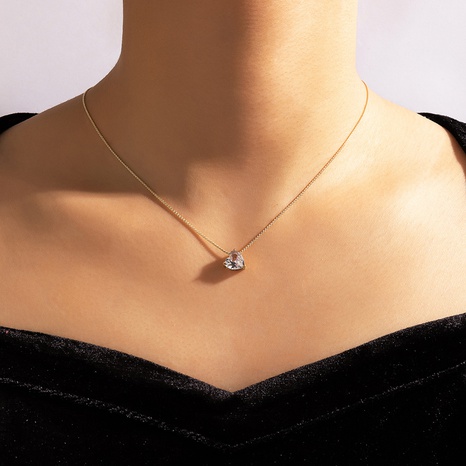 magnifique collier de chaîne de clavicule en forme de cœur avec diamants et zircon's discount tags