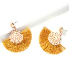 Chinese style French Bohemian imitation pearl tassel earrings