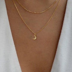 golden Moon Element Geometric Simple double layer clavicle Necklace