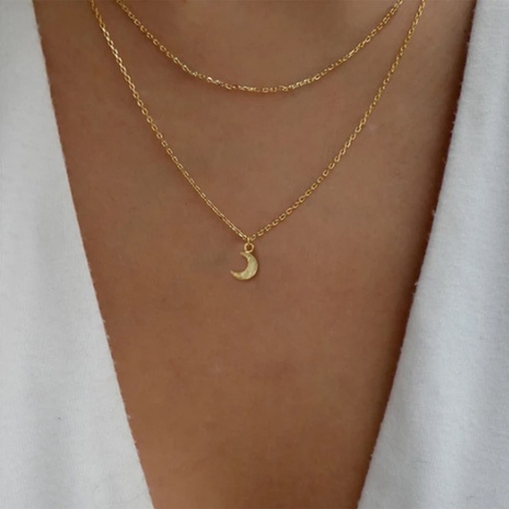 golden Moon Element Geometric Simple double layer clavicle Necklace's discount tags