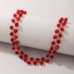 Collier court ethnique simple perle rouge Tempérament Plage Clavicule Chaint