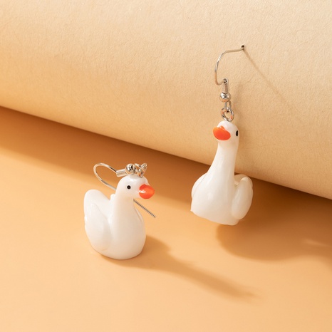 fairy cute personality resin hand-painted swan animal earrings's discount tags