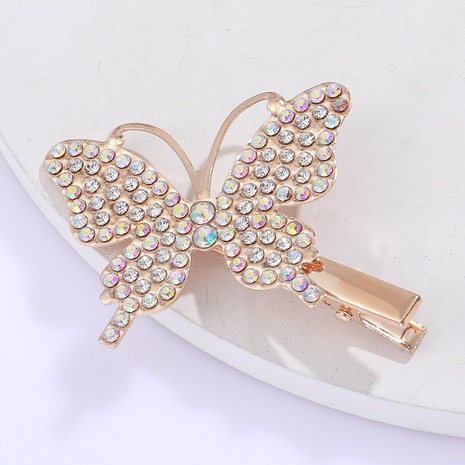Rose golden marea con incrustaciones de diamantes de imitación forma de mariposa horquilla moda dama horquilla's discount tags