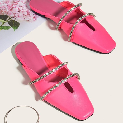 pantoufles sandales à bout carré en strass à la mode's discount tags