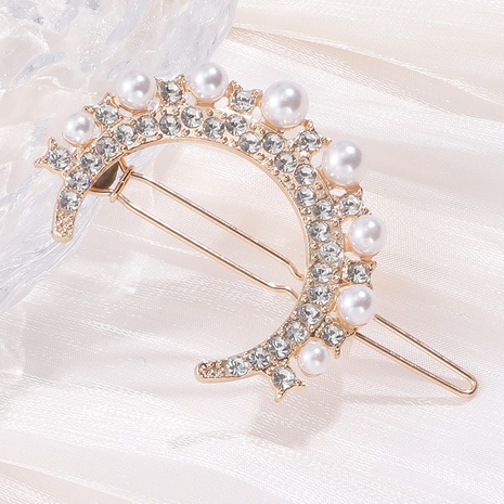 French fancy romantic bride lady moon shape pearl fashion hairpin's discount tags