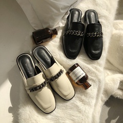 Versión coreana primavera nuevo estilo Muller zapatos cadena moda medias zapatillas sandalias planas y zapatillas