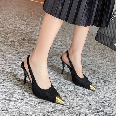 new fashion color matching back space high heels pointed toe women's sandals's discount tags
