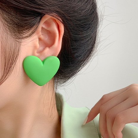 Korean fashion love silver needle multi-color peach heart earrings NHZEJ520409's discount tags