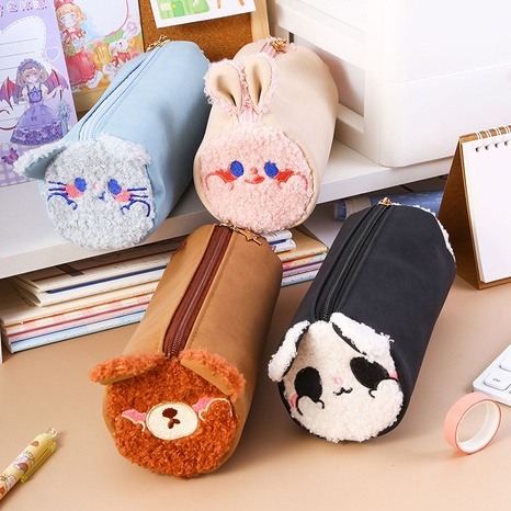 cartoon animal children's cute stationery bag plush pen bag creative pencil case's discount tags