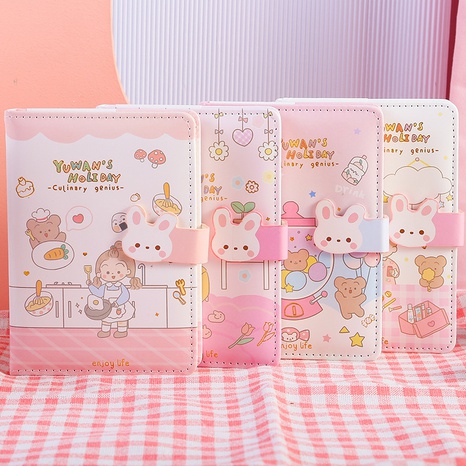 cartoon pattern rabbit leather magnetic buckle book creative notebook small book's discount tags