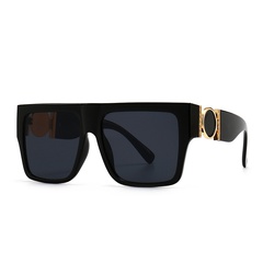 European and American modern flat-top one-piece retro contrast color sunglasses