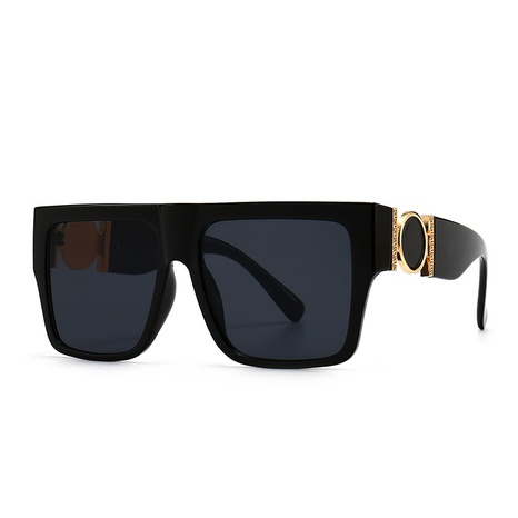 European and American modern flat-top one-piece retro contrast color sunglasses's discount tags
