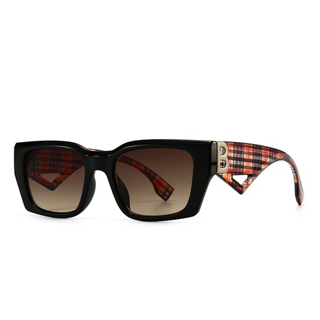 Commerce extérieur transfrontalier modèle moderne lunettes de soleil à carreaux de couleur contrastée carrée's discount tags