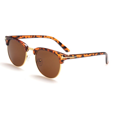 moda medio marco leopardo hombres y mujeres gafas de sol espejo plano NHCCX520146's discount tags