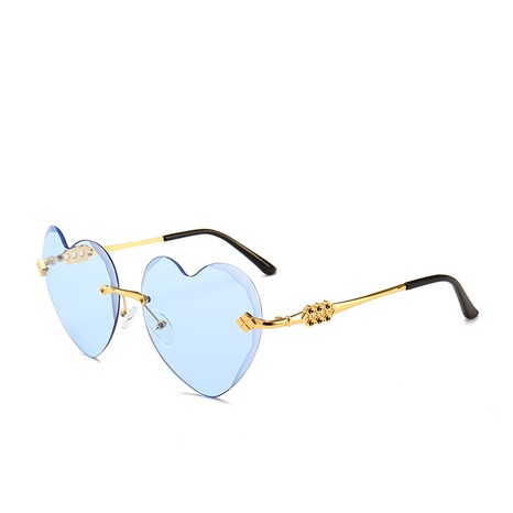 metal frameless heart sunglasses European and American love ocean sunglasses's discount tags