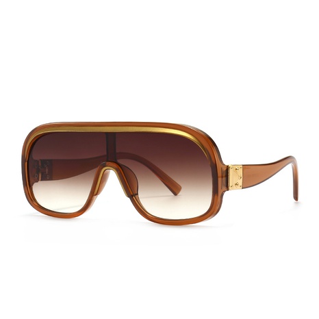 cross-border trend modern retro catwalk conjoined flat top sunglasses's discount tags