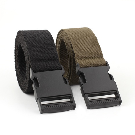 New canvas belt automatic smooth buckle trousers nylon casual long belt's discount tags