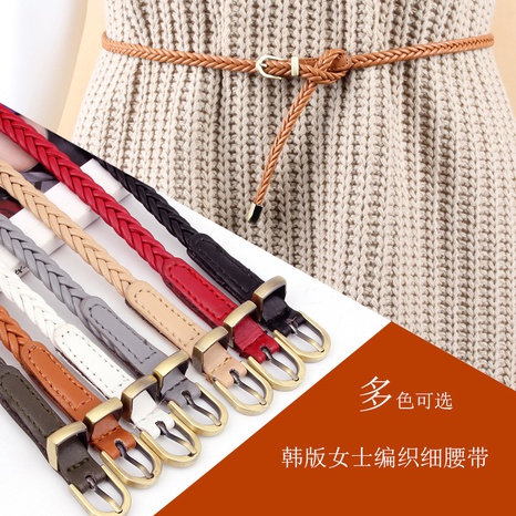 cinturón tejido hebilla retro casual cinturón delgado cintura cuerda al por mayor's discount tags