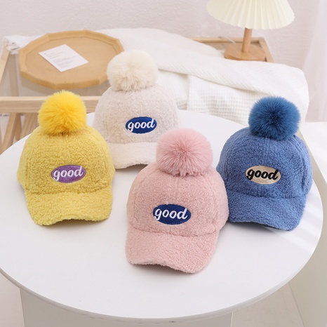 Korea's embroidery wool baseball cap 3-8 years old children's autumn and winter cap's discount tags