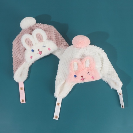 winter cute little rabbit plush warm ear protection hat cute baby winter hat's discount tags