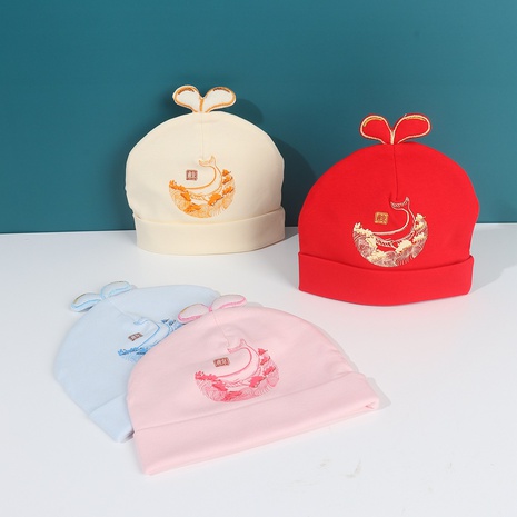 Newborn hat new style Chinese style print small whale baby warm hat's discount tags
