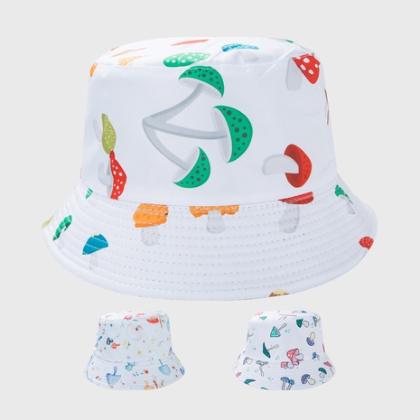 Ins mushroom print fisherman hat hip-hop simple personality short brim casual basin hat's discount tags