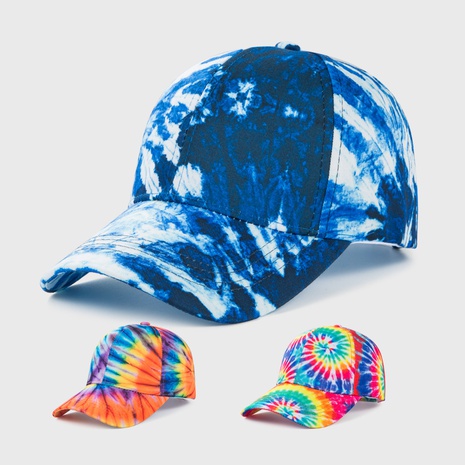 ins tie-dye colorful baseball cap Korean version trend cap hip-hop curved brim sunshade hat's discount tags