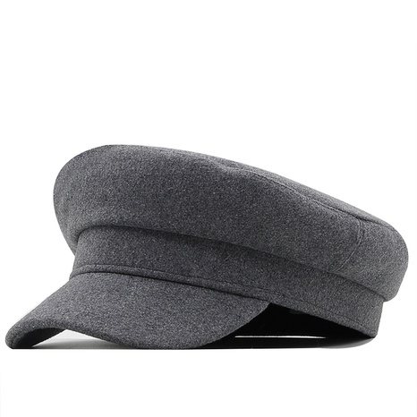 Autumn and winter new style simple solid color military cap retro casual wild flat cap wholesale's discount tags