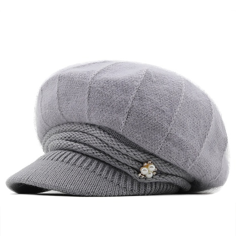 Autumn and winter knit short brim caps plus velvet warmth riding fashion new rabbit fur beret hat wholesale's discount tags