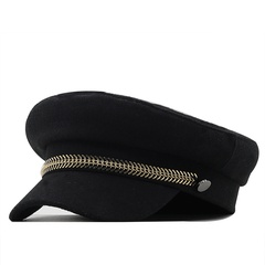 Autumn/winter navy hat European and American chain woolen cloth octagonal navy hat flat cap