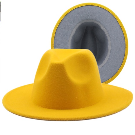 chapeau haut de forme en laine chapeau de couleur assortie double face chapeau de jazz à bord plat's discount tags
