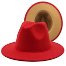 Outer red inner rose red felt hat fashion doublesided color matching hat flat brim jazz hatpicture2
