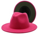 Outer red inner rose red felt hat fashion doublesided color matching hat flat brim jazz hatpicture4