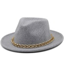 Autumn and winter simple wool hat metal chain top hat retro style jazz hatpicture10