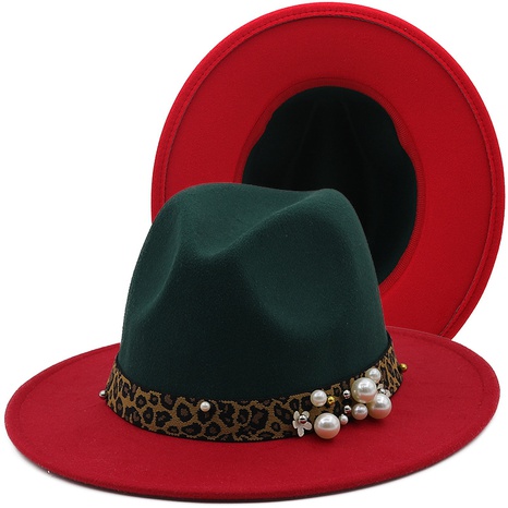 New woolen cloth double-sided color matching hat British style jazz hat felt hat's discount tags